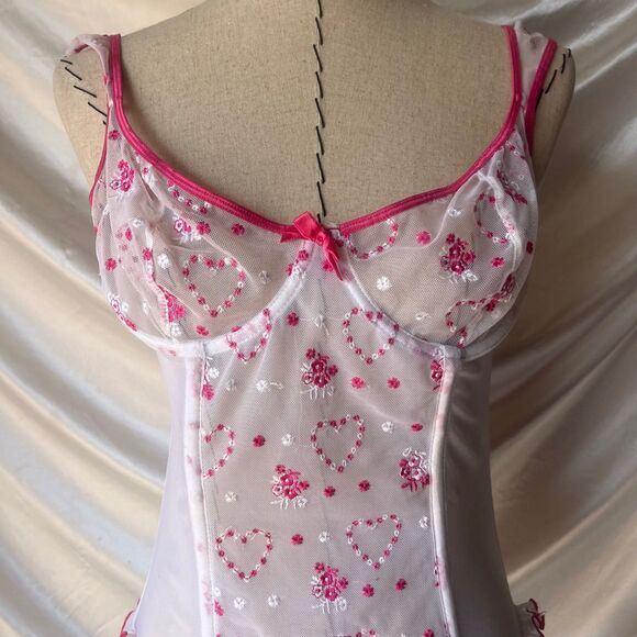 Elegant Moments Insane Sheer heart coquette lace up corset lingerie - Picture 2 of 8